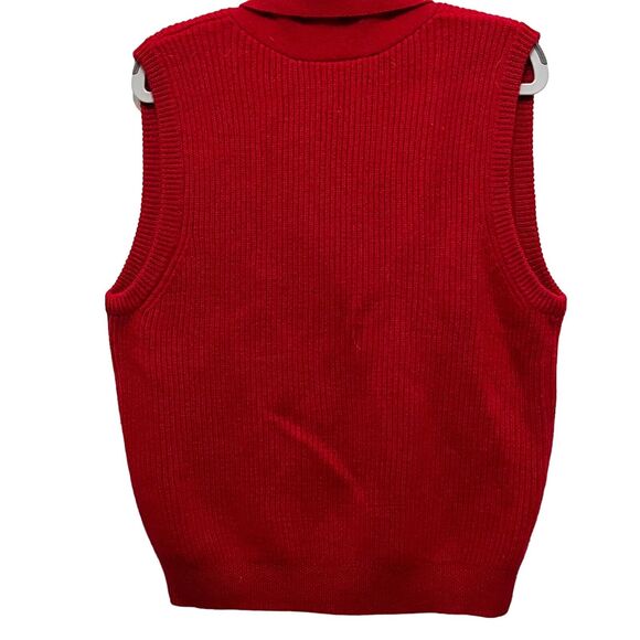 Talbots Sweater Vest Wool SZ S Preppy Red Double Breasted Gold Buttons Hong Kong - Picture 6 of 15